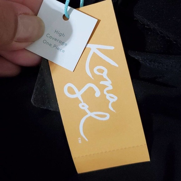 NWT Kona Sol Diagonal Ruffle 1pc Swimsuit - Black M - Picture 3 of 6